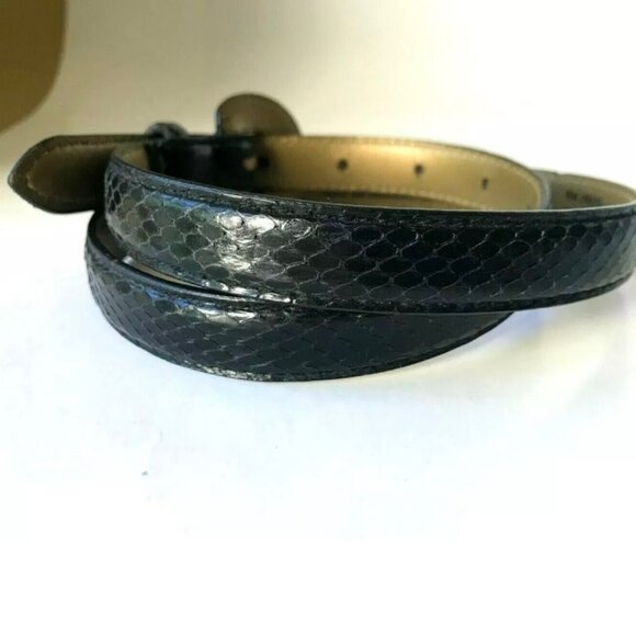 Liz Claiborne black snakeskin snake women’s belt vintage size small medium - Picture 4 of 12